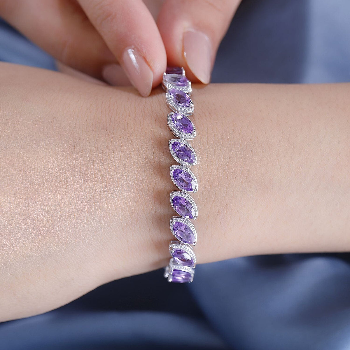 Rose De Morocco Line Bracelet (Size - 7) in Rhodium Plated Sterling Silver 7865343 3