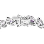 Moroccan Amethyst Cluster Bracelet (Size - 7.5) in Rhodium Overlay Sterling Silver 12.92 Ct, Silver Wt. 16.87 Gms.