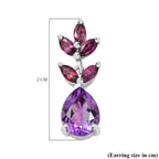 Natural Rose De Morocco & Rhodolite Garnet  Dangling Earring With Push Back in Rhodium overlay Sterling Silver 3.312 Ct.
