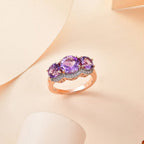 Moroccan Amethyst & Multi Gemstone Trilogy Ring in 18K Vermeil Rose Gold 3.93 Ct