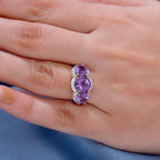Moroccan Amethyst & Multi Gemstone Trilogy Ring in 18K Vermeil Rose Gold 3.93 Ct
