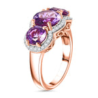 Moroccan Amethyst & Multi Gemstone Trilogy Ring in 18K Vermeil Rose Gold 3.93 Ct