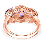 Moroccan Amethyst & Multi Gemstone Trilogy Ring in 18K Vermeil Rose Gold 3.93 Ct
