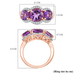 Moroccan Amethyst & Multi Gemstone Trilogy Ring in 18K Vermeil Rose Gold 3.93 Ct