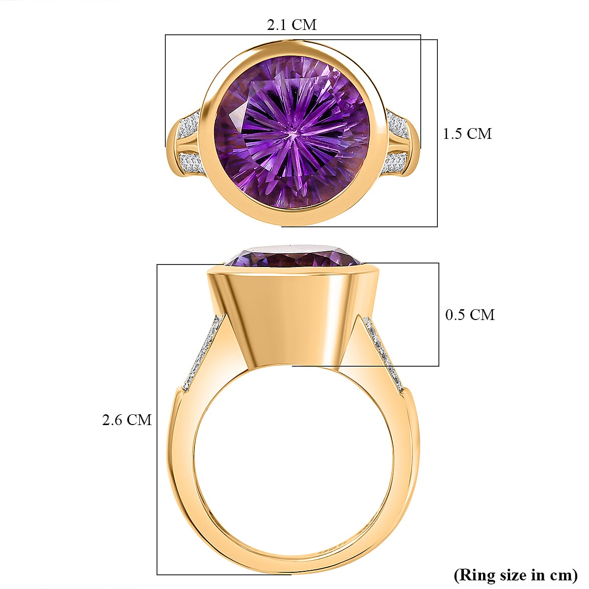 Natural Rose De Morocco Amethyst, White Zircon Solitaire Ring in 18K Yellow Gold Vermeil Plated  Sterling Silver 7856666 6