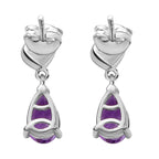 Moroccan Amethyst  & White Zircon Solitaire Stud Push Post Earring With Push Back in Rhodium overlay Sterling Silver 1.59 Ct.