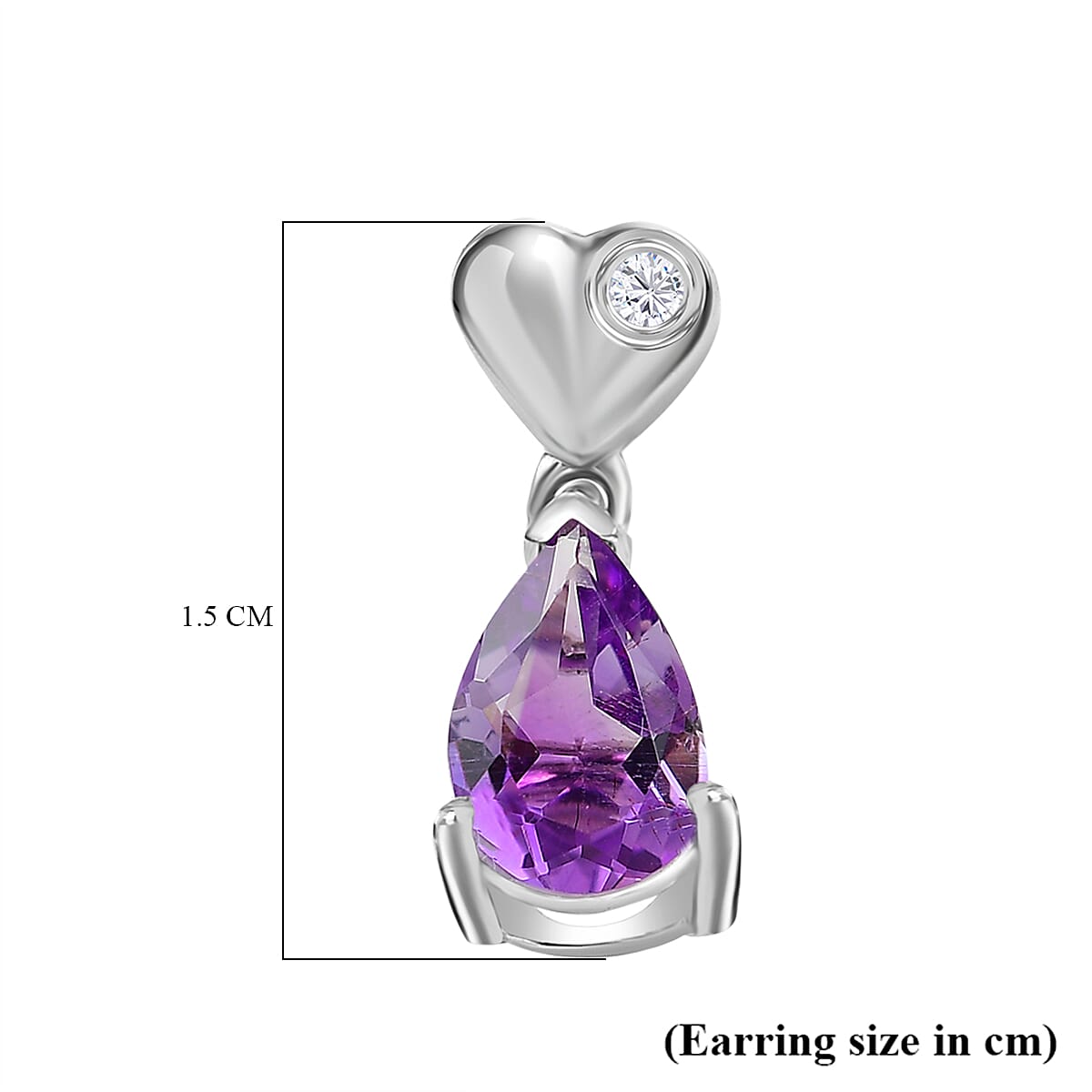 The Royal Theme Inspired Natural Rose De Morocco Amethyst, White Zircon Heart Drop Earrings in Rhodium Plated Sterling Silver 7860628 6