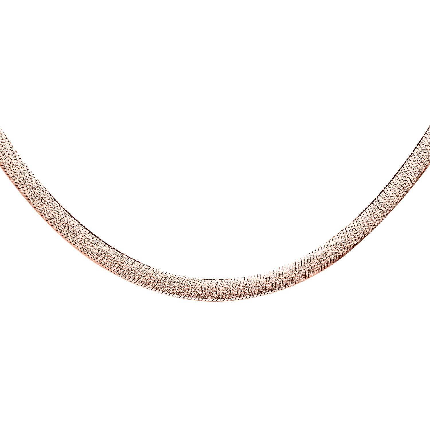Rose Gold Overlay Sterling Silver Herringbone Bracelet (Size - 7.5) 7386270 0