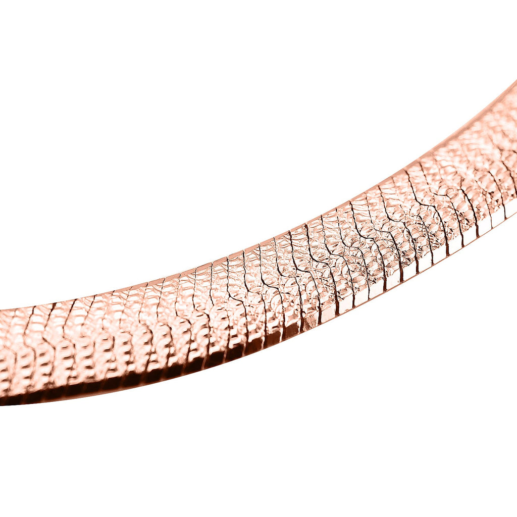 Rose Gold Overlay Sterling Silver Herringbone Bracelet (Size - 7.5)
