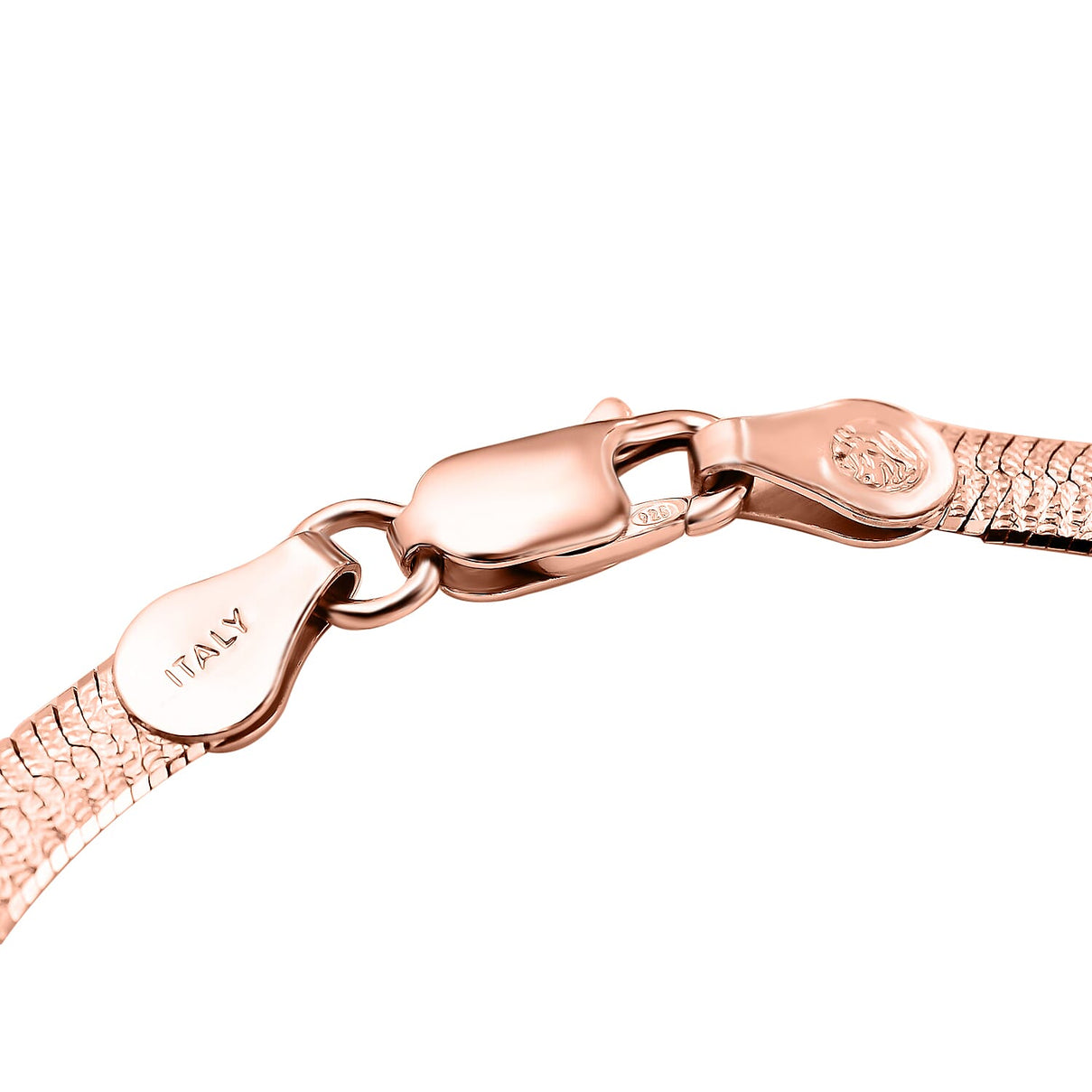 Rose Gold Overlay Sterling Silver Herringbone Bracelet (Size - 7.5) 7386270 3