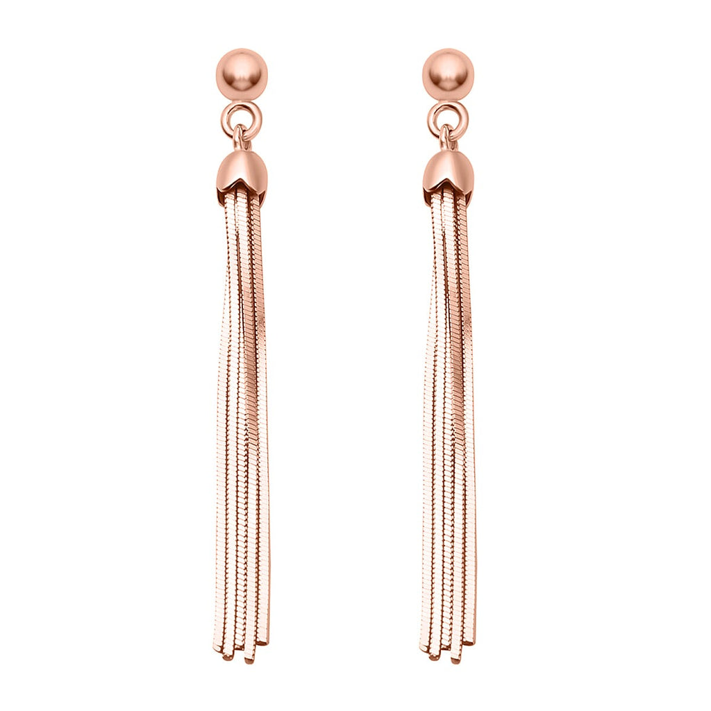 NY Close Out Deal - Rose Gold Overlay Sterling Silver Dangling Earrings (with Push Back)