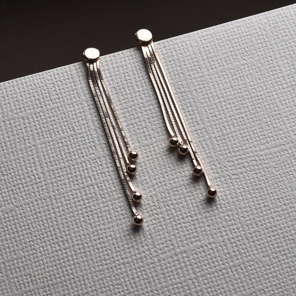 NY Close Out Deal - Rose Gold Overlay Sterling Silver Dangling Earrings (with Push Back)