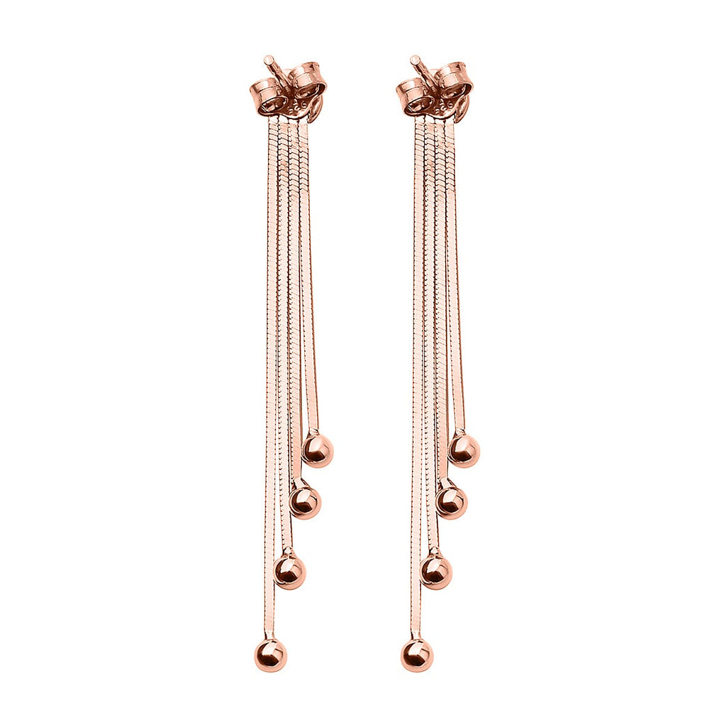 NY Close Out Deal - Rose Gold Overlay Sterling Silver Dangling Earrings (with Push Back)
