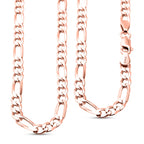 Rose Gold Overlay Sterling Silver Figaro Necklace (Size - 24), Silver Wt. 9.86 Gms