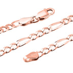 Rose Gold Overlay Sterling Silver Figaro Necklace (Size - 24), Silver Wt. 9.86 Gms