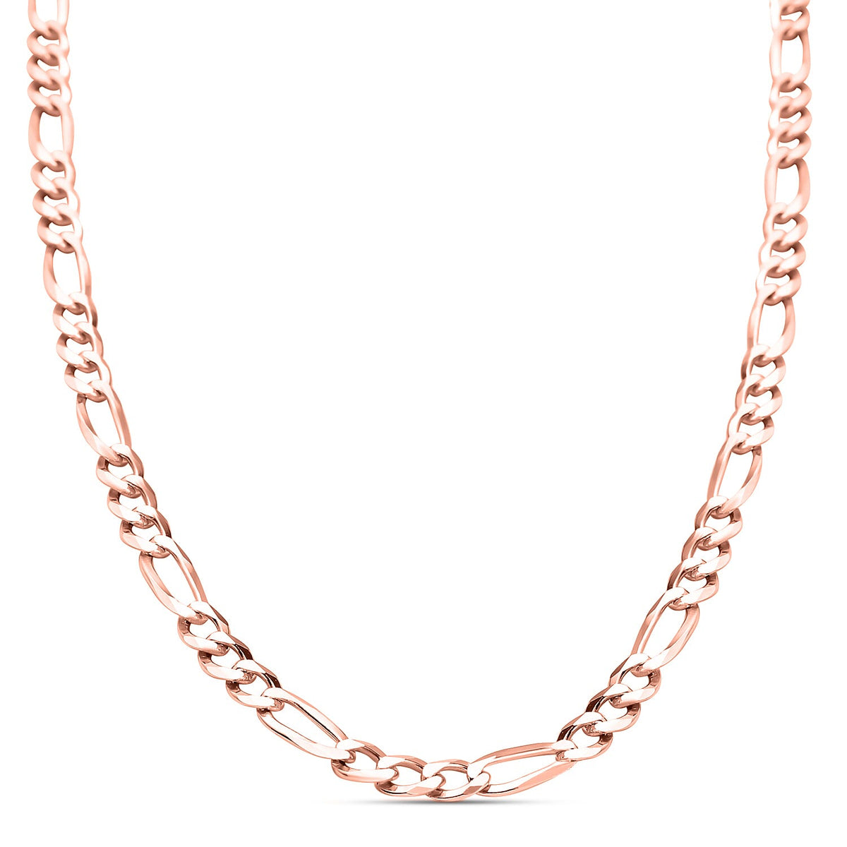 Rose Gold Overlay Sterling Silver Figaro Necklace (Size - 24), Silver Wt. 9.86 Gms 7027868 2