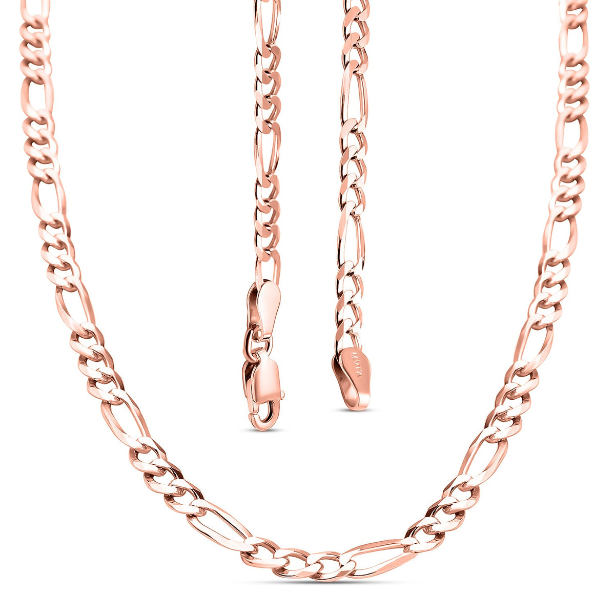 Rose Gold Overlay Sterling Silver Figaro Necklace (Size - 24), Silver Wt. 9.86 Gms 7027868 3