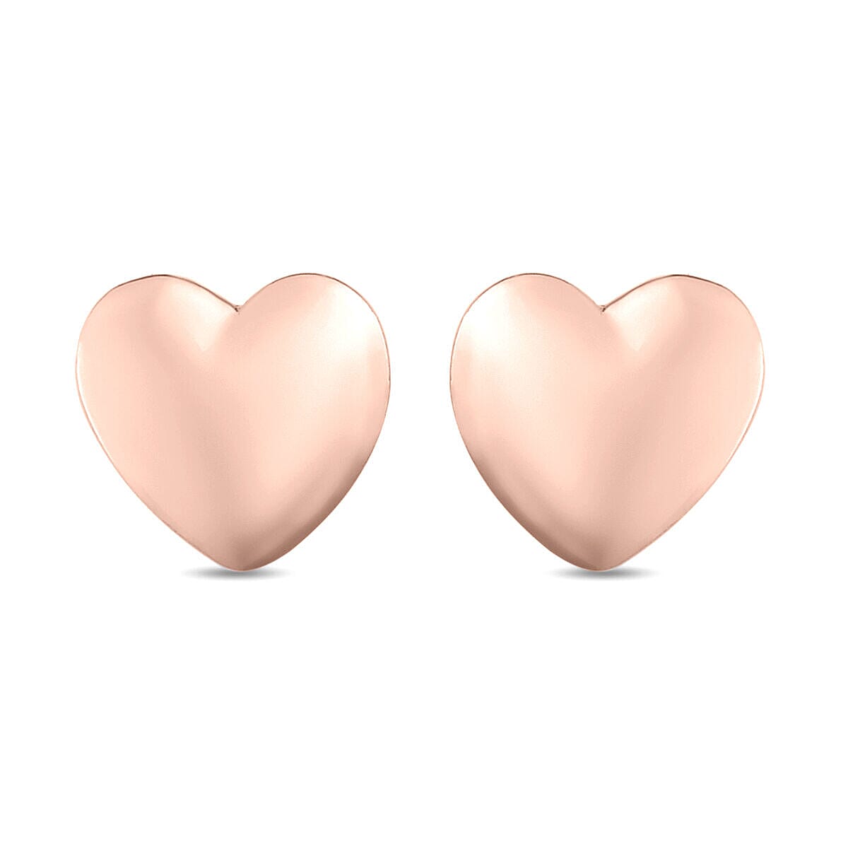 Heart Stud Earrings (with Push Back) in Sterling Silver in 18K Vermeil Rose Gold V32639338 0