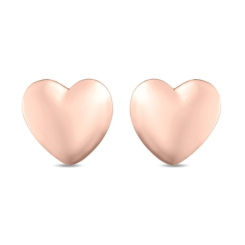 Heart Stud Earrings with Push Back in 18K Vermeil Rose Gold Plated Sterling Silver