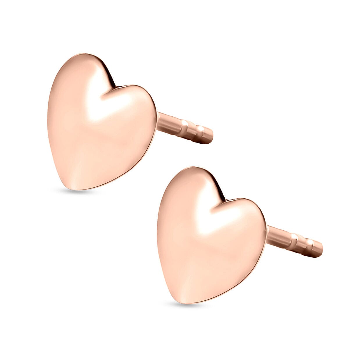 Heart Stud Earrings (with Push Back) in Sterling Silver in 18K Vermeil Rose Gold V32639338 4