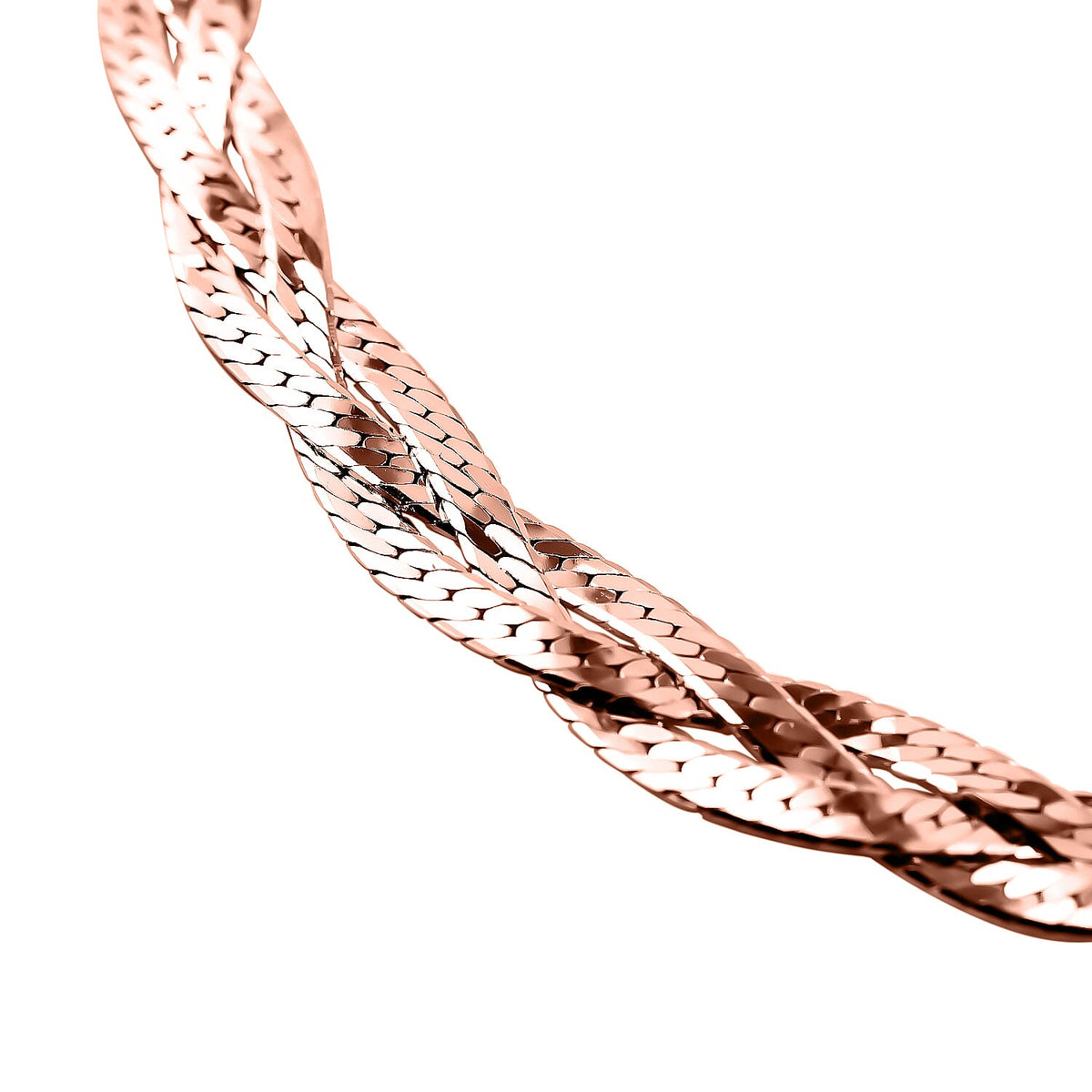 Rose Gold Overlay Sterling Silver Braided Bracelet (Size - 7.5 with 1 Inch Extender) 7027791 2