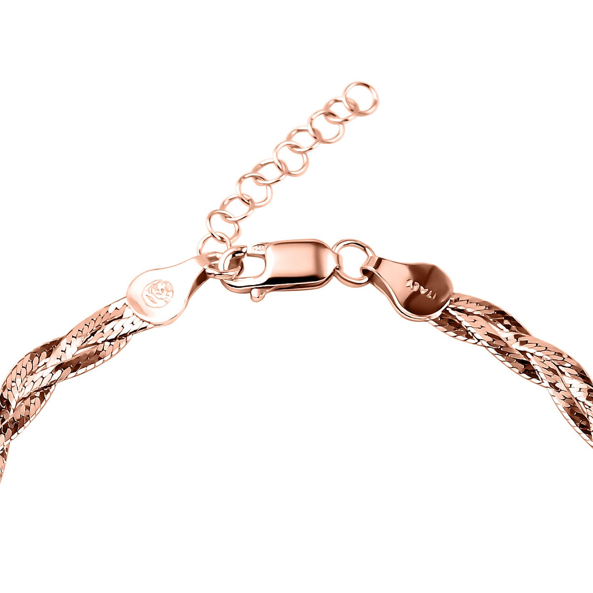 Rose Gold Overlay Sterling Silver Braided Bracelet (Size - 7.5 with 1 Inch Extender) 7027791 3