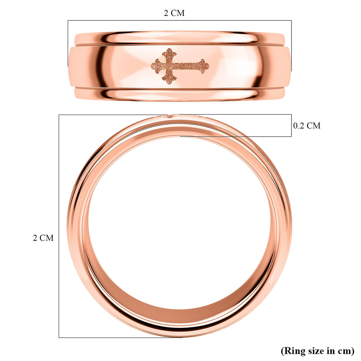Stackable Cross Spinner Ring in Sterling Silver with 18K Vermeil Rose Gold V32638257 8