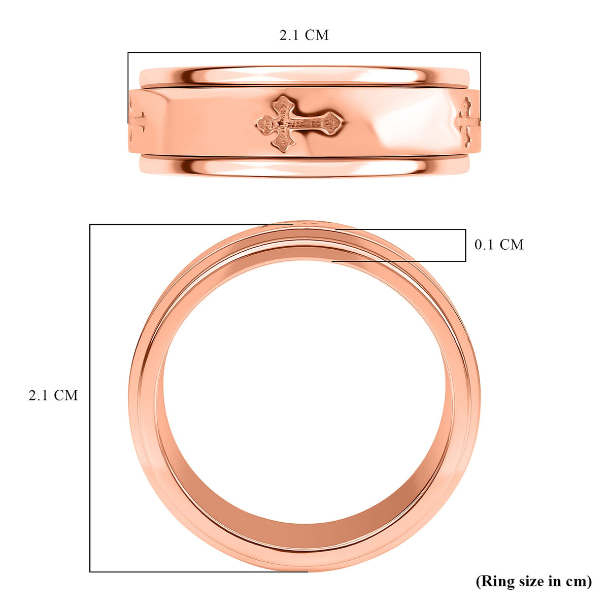 Stackable Cross Spinner Ring in Sterling Silver with 18K Vermeil Rose Gold V32638257 9