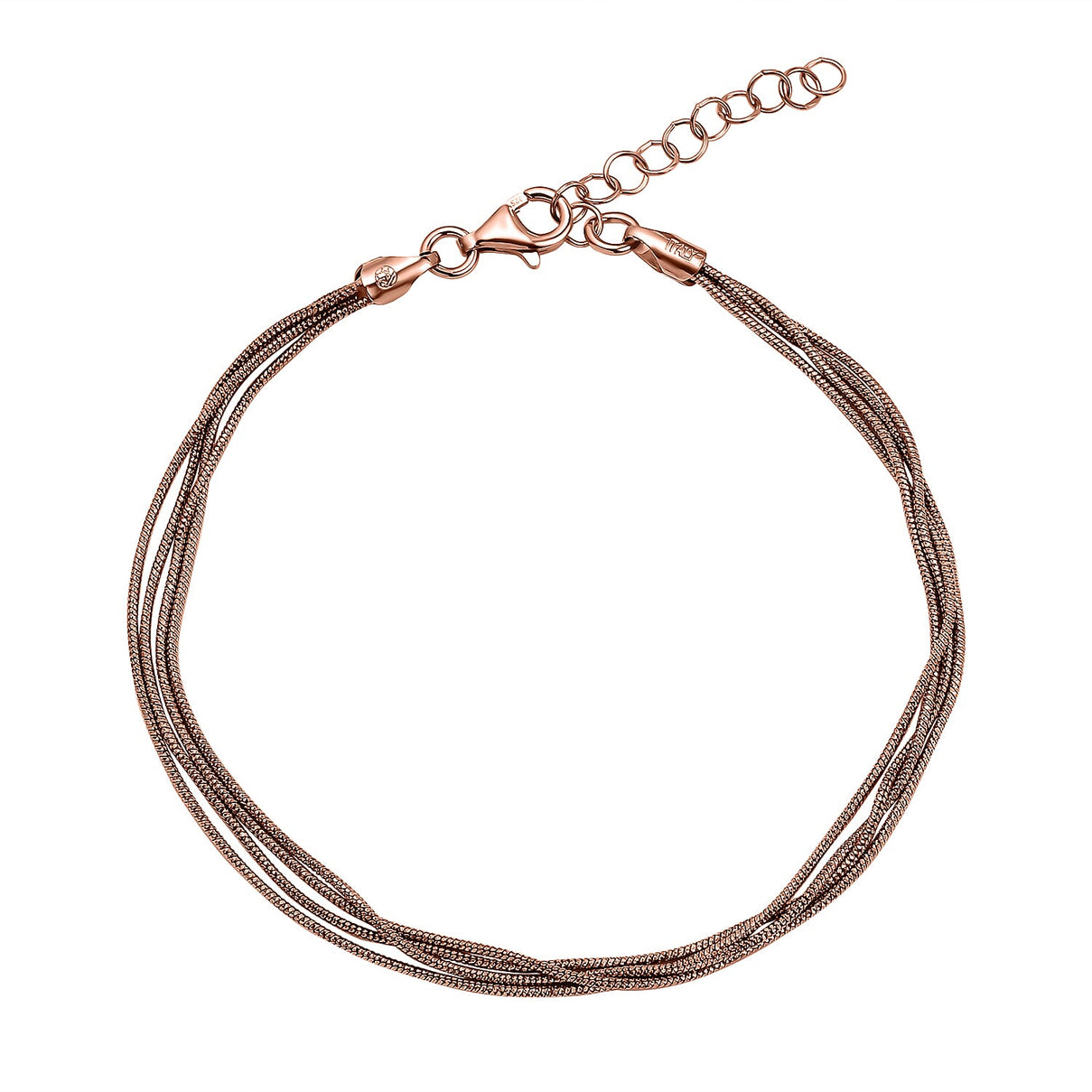 Rose Gold Plated Sterling Silver Snake Necklace (Size - 16-2 Ext.), Silver Wt. 9.2 Gms 7268933 0