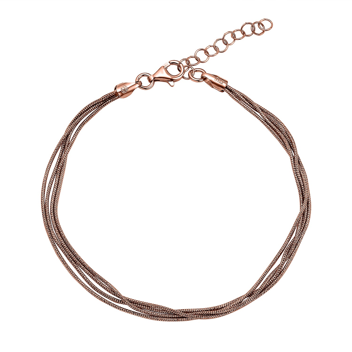 Rose Gold Plated Sterling Silver Snake Necklace (Size - 16-2 Ext.), Silver Wt. 9.2 Gms 7268933 0