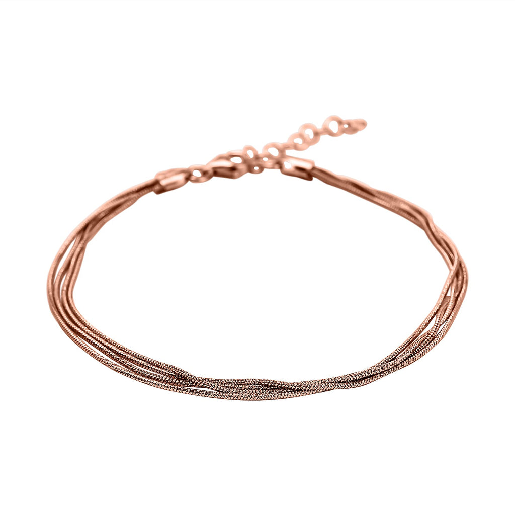 Rose Gold Plated Sterling Silver Snake Necklace (Size - 16-2 Ext.), Silver Wt. 9.2 Gms
