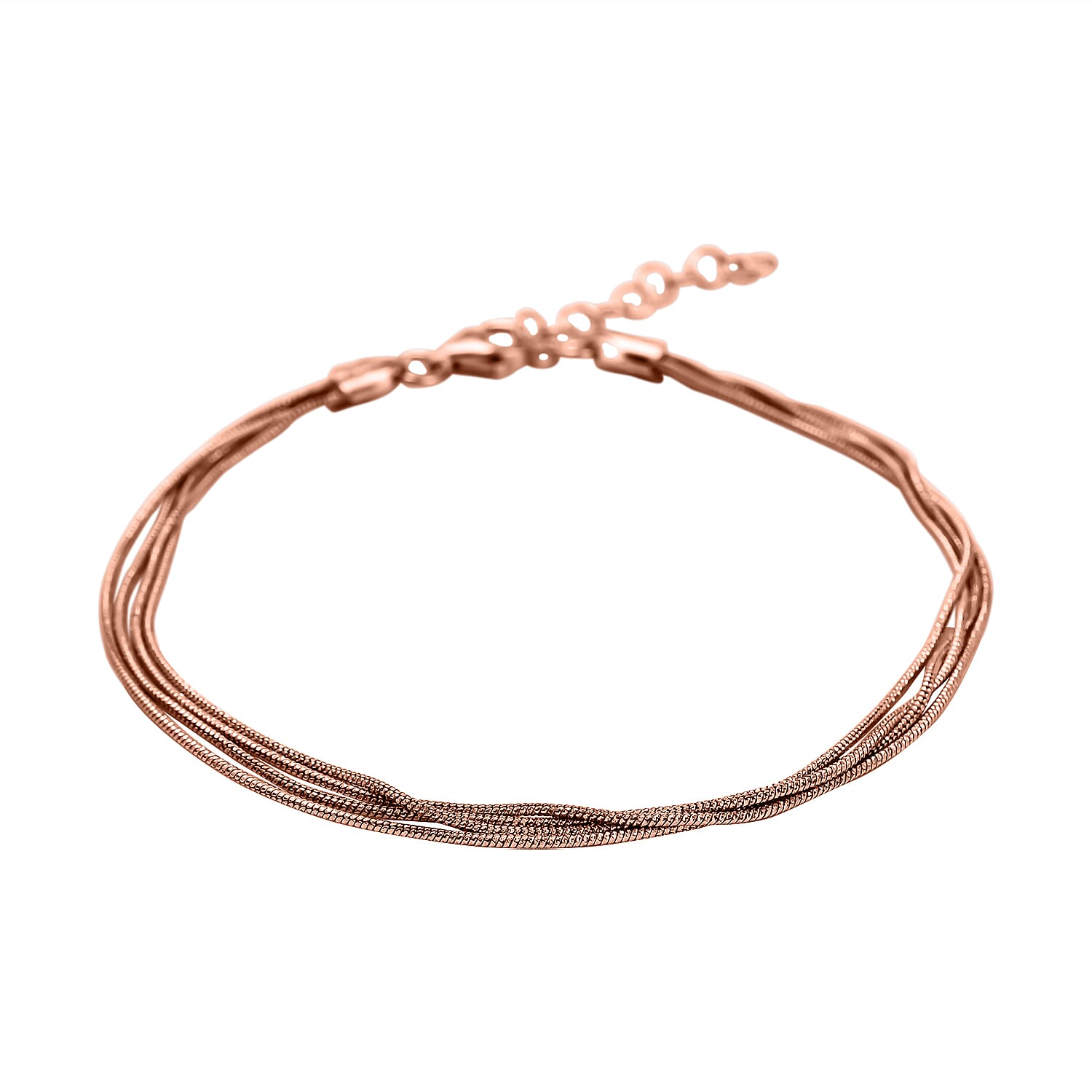 Rose Gold Plated Sterling Silver Snake Necklace (Size - 16-2 Ext.), Silver Wt. 9.2 Gms 7268933 2