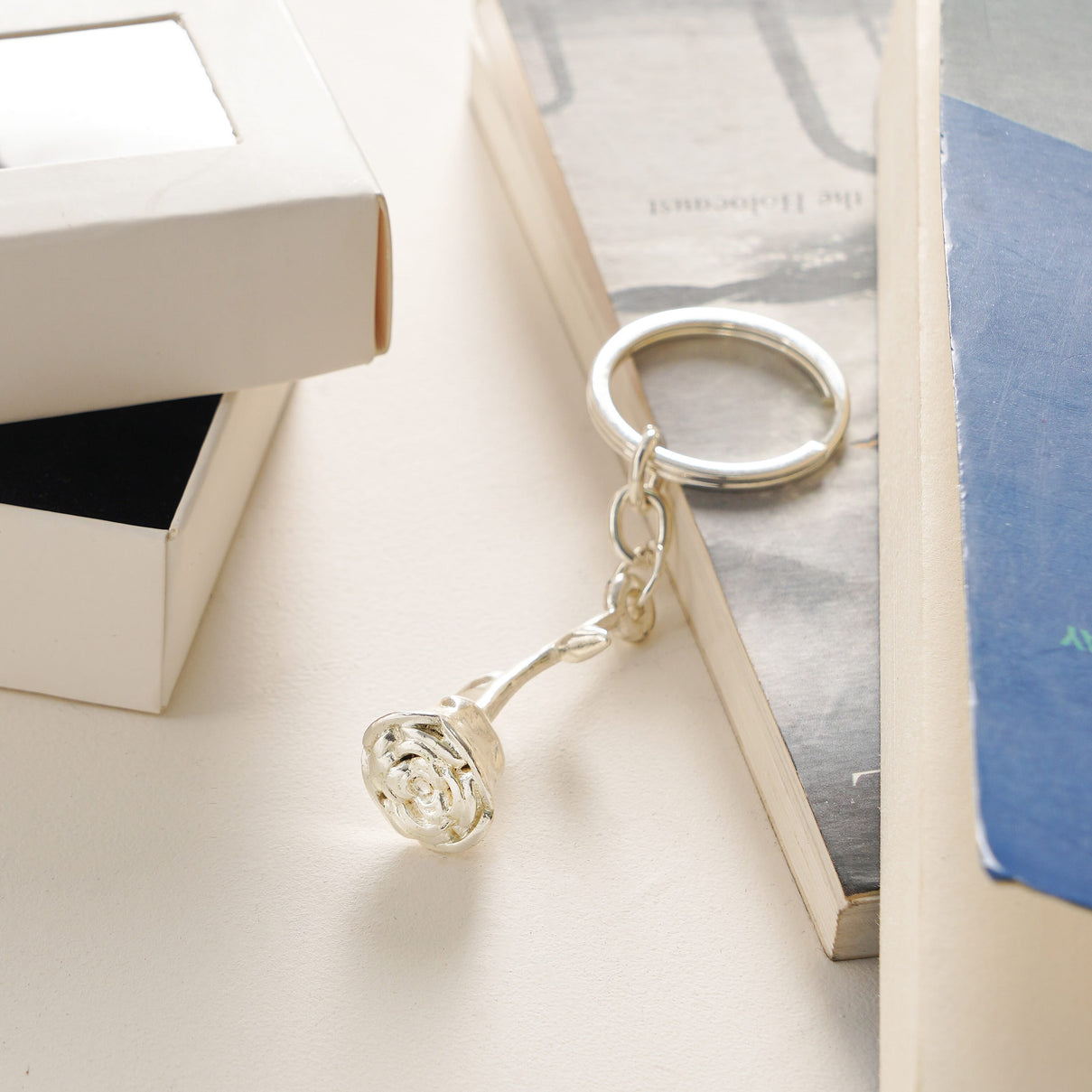 Rose Keychain in Silver Tone 7834584 1