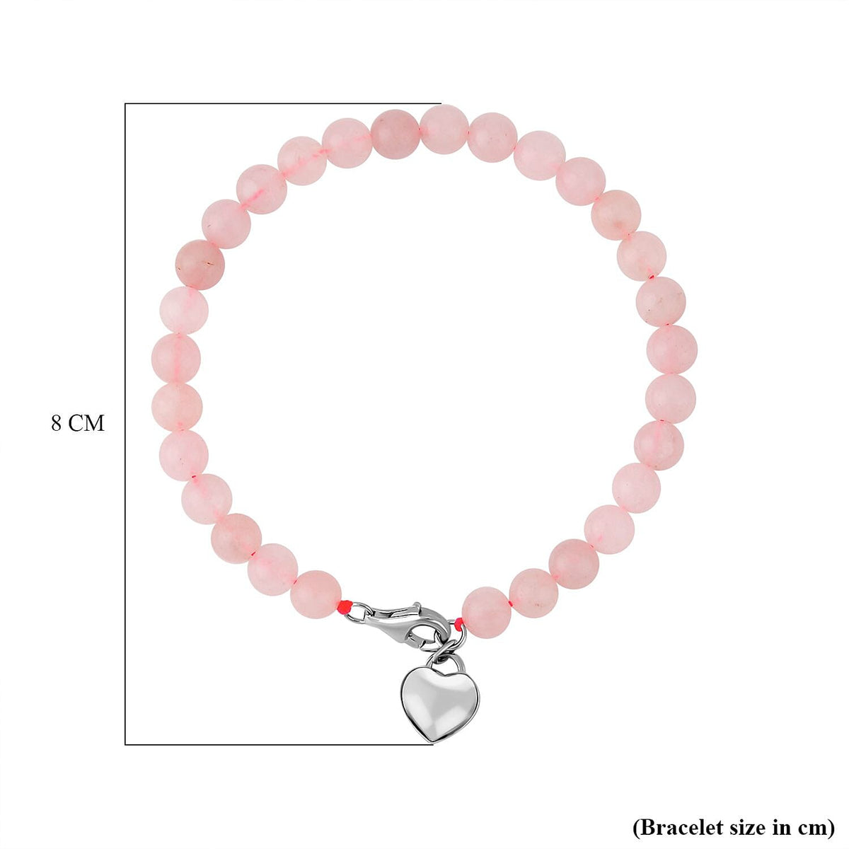 Rose Quartz Heart Charms Bracelet (Size - 7.5) in Rhodium Overlay Sterling Silver 7368353 4