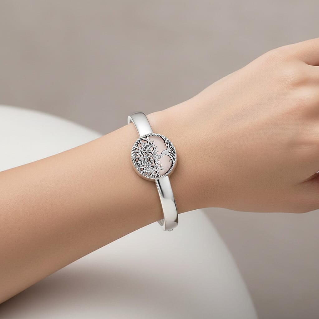 Tree of Life Collection - Rose Quartz Cuff Bangle (Size 7.5) 8275496 2