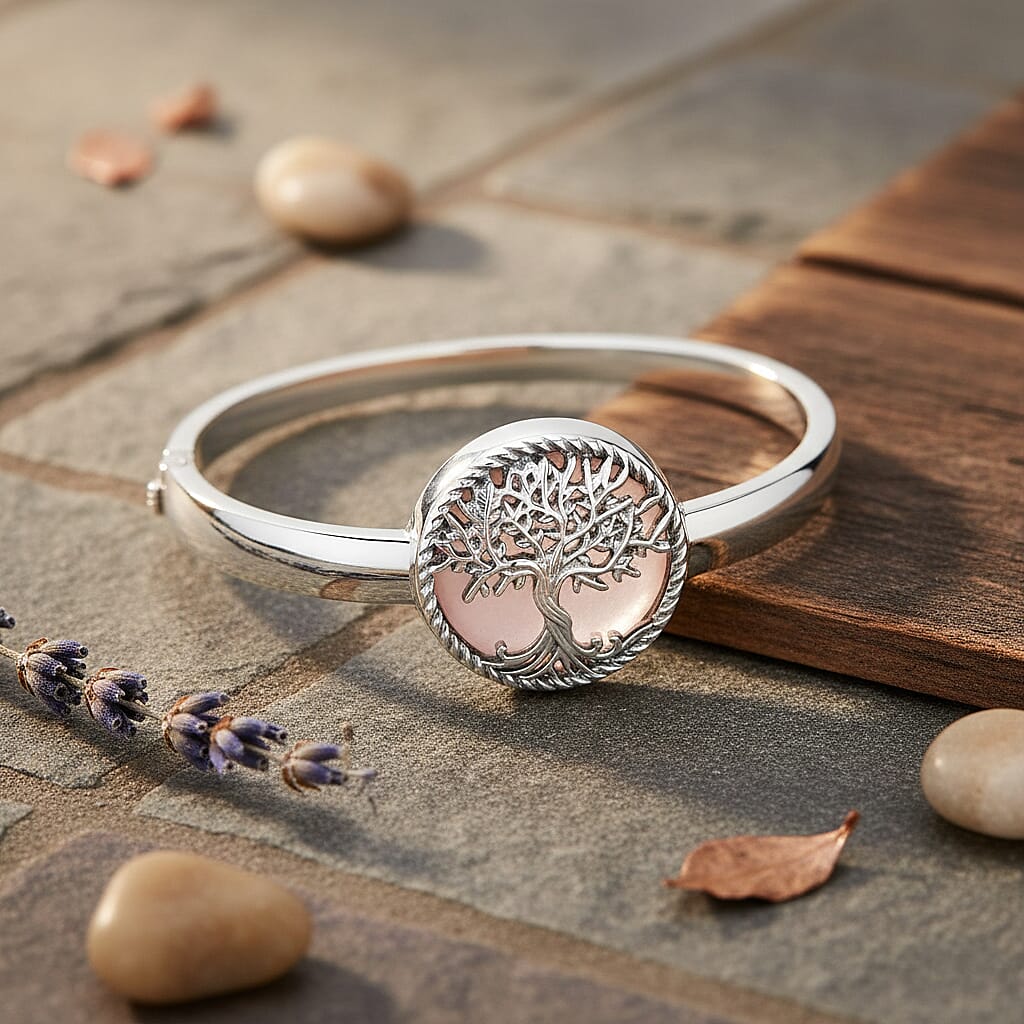 Tree of Life Collection - Rose Quartz Cuff Bangle (Size 7.5) 8275496 3