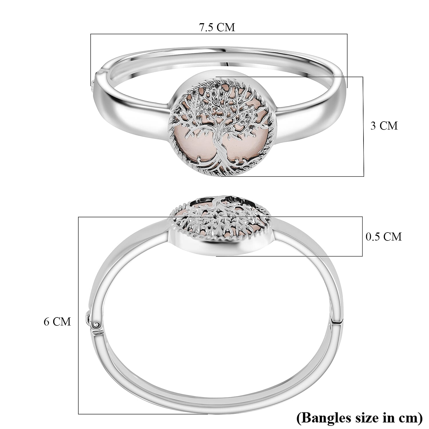 Tree of Life Collection - Rose Quartz Cuff Bangle (Size 7.5) 8275496 6