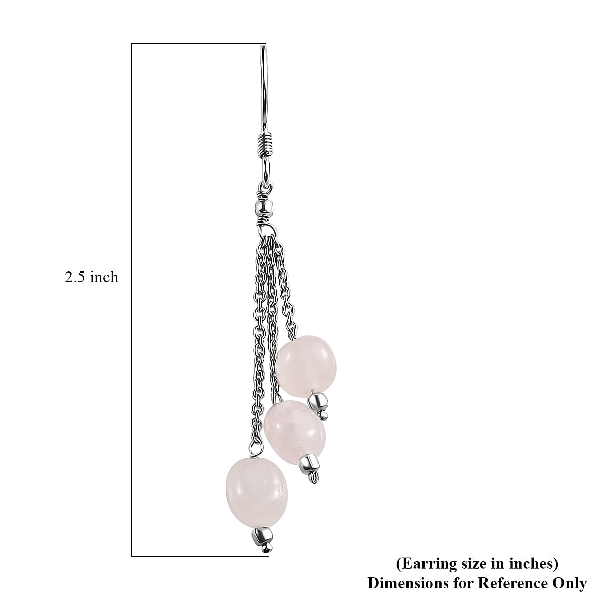Rose Quartz Dangle Earrings in Platinum Overlay Sterling Silver 8.00 Ct. 7955881 3