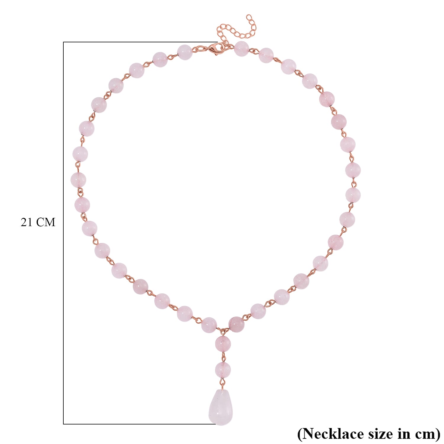 Rose Quartz Necklace (Size 18-2 Ext) in Rose Gold Tone 140.00 Ct. 8129868 6