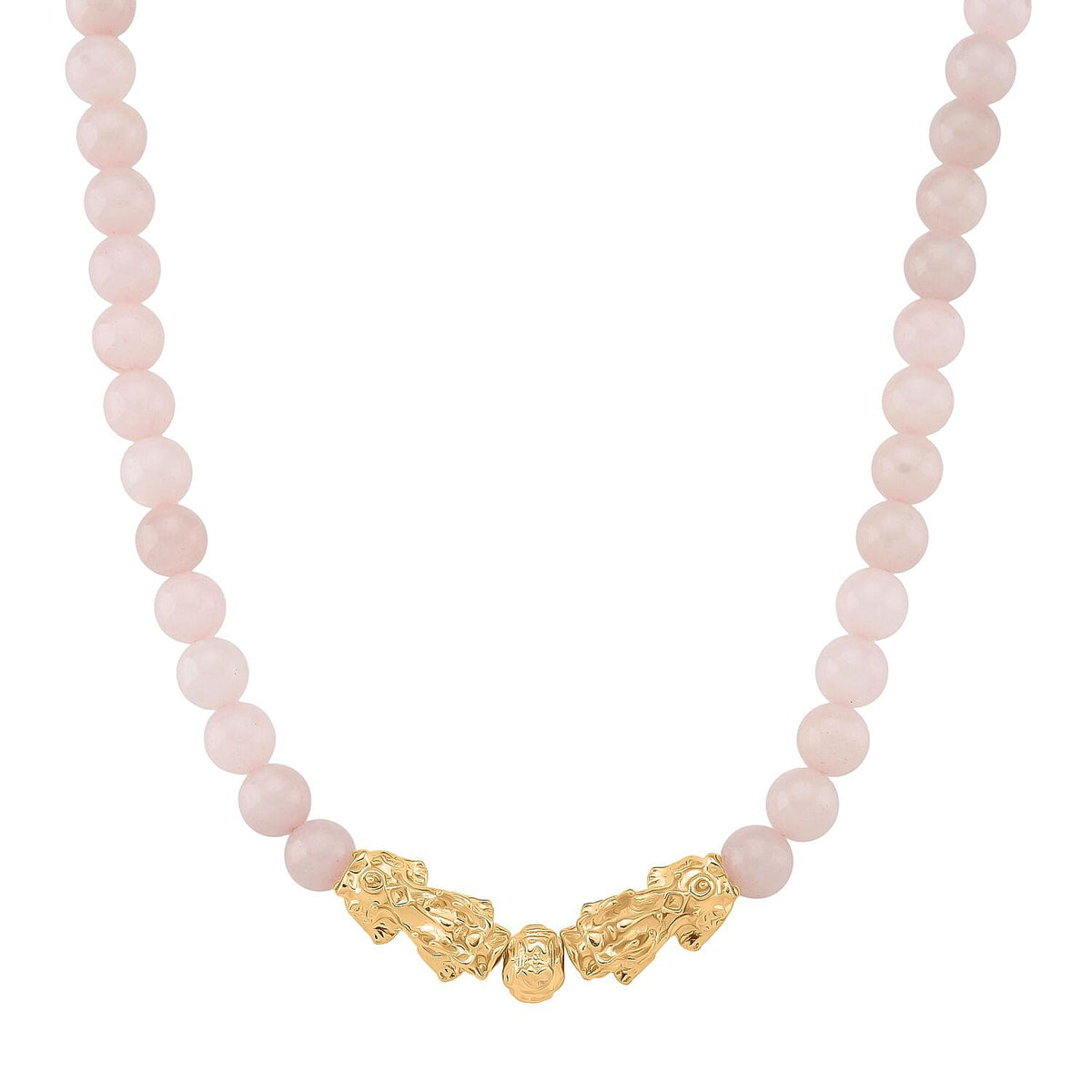 Rose Quartz Beads, Pixiu Necklace (Size 18 - 2 Ext) in Yellow Goldtone 330.00 Ct. 8172096 0