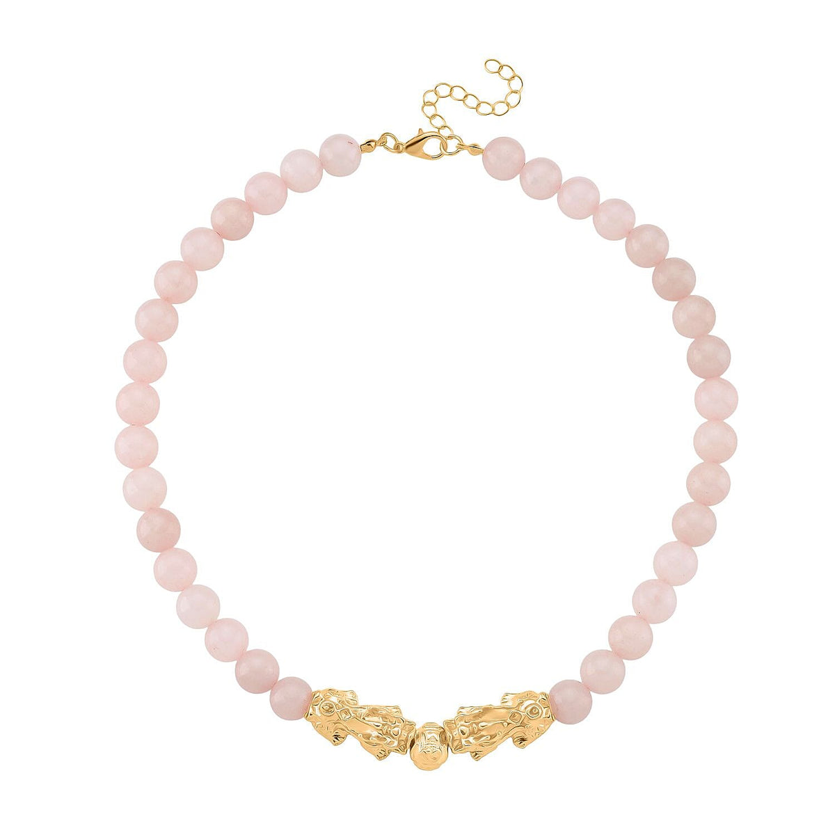 Rose Quartz Beads, Pixiu Necklace (Size 18 - 2 Ext) in Yellow Goldtone 330.00 Ct. 8172096 2