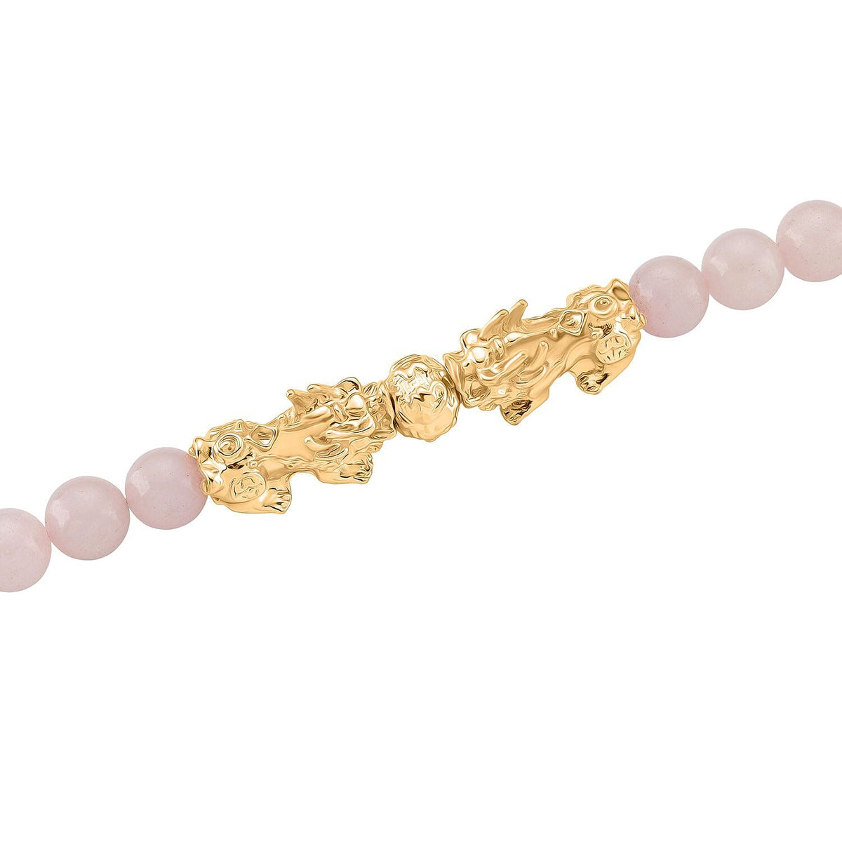 Rose Quartz Beads, Pixiu Necklace (Size 18 - 2 Ext) in Yellow Goldtone 330.00 Ct. 8172096 3