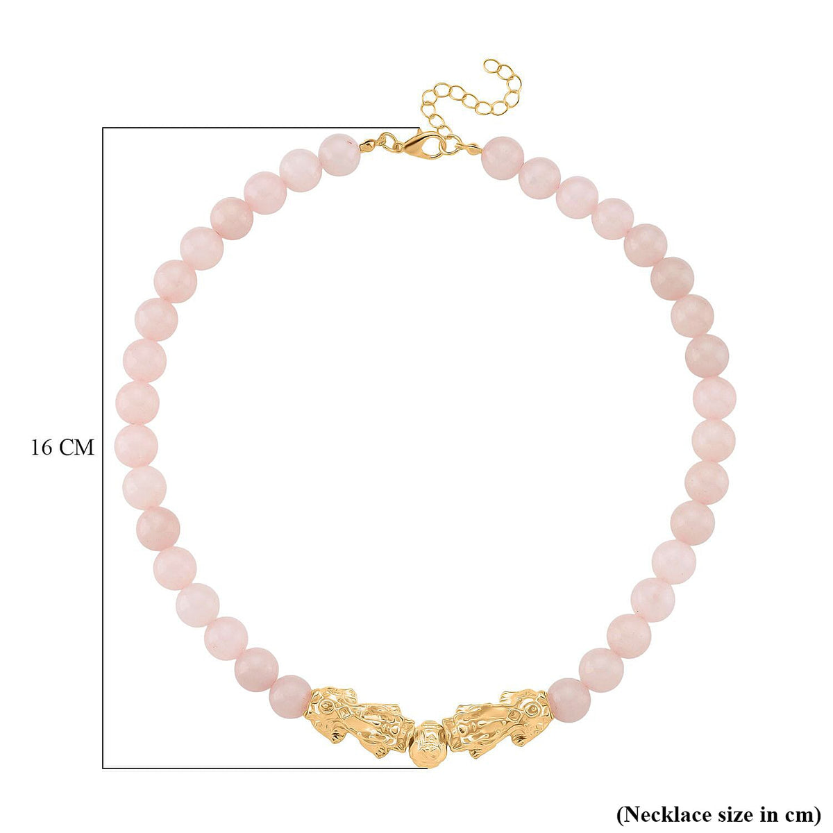 Rose Quartz Beads, Pixiu Necklace (Size 18 - 2 Ext) in Yellow Goldtone 330.00 Ct. 8172096 5