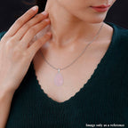 Rose Quartz Egg Shaped Necklace (Size - 30) in Stainless Steel