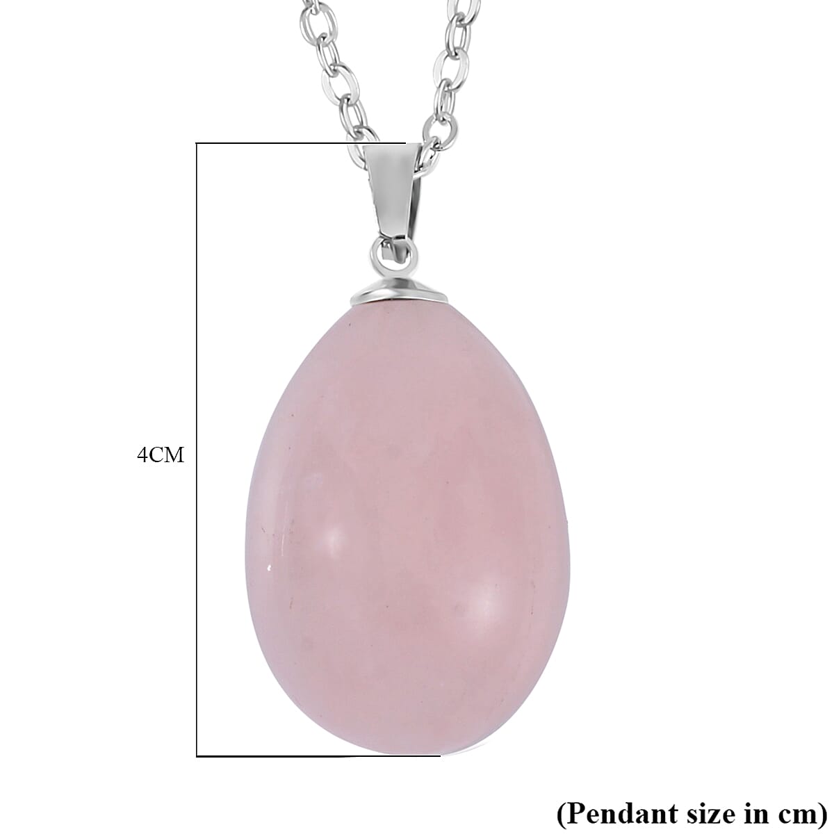 Rose Quartz Egg Shaped Necklace (Size - 30) in Stainless Steel 7688636 6