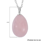 Rose Quartz Egg Shaped Necklace (Size - 30) in Stainless Steel