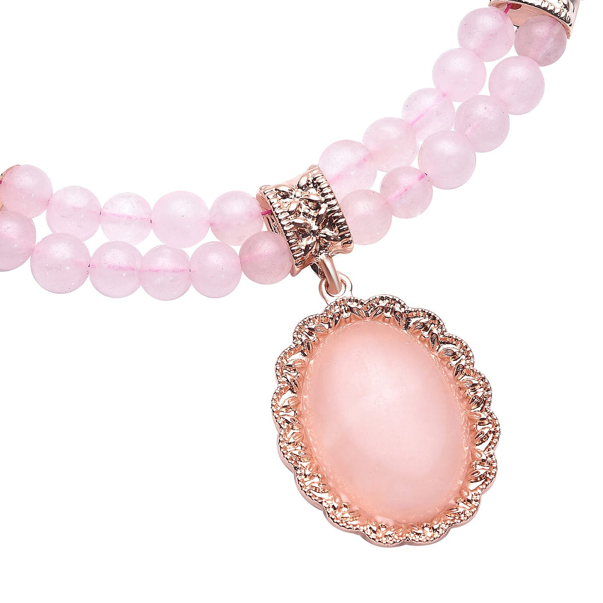 Rose Quartz Necklace (Size -18 With 2 Inch Extender) in Rose Gold Tone 140.50 Ct. 6921701 3