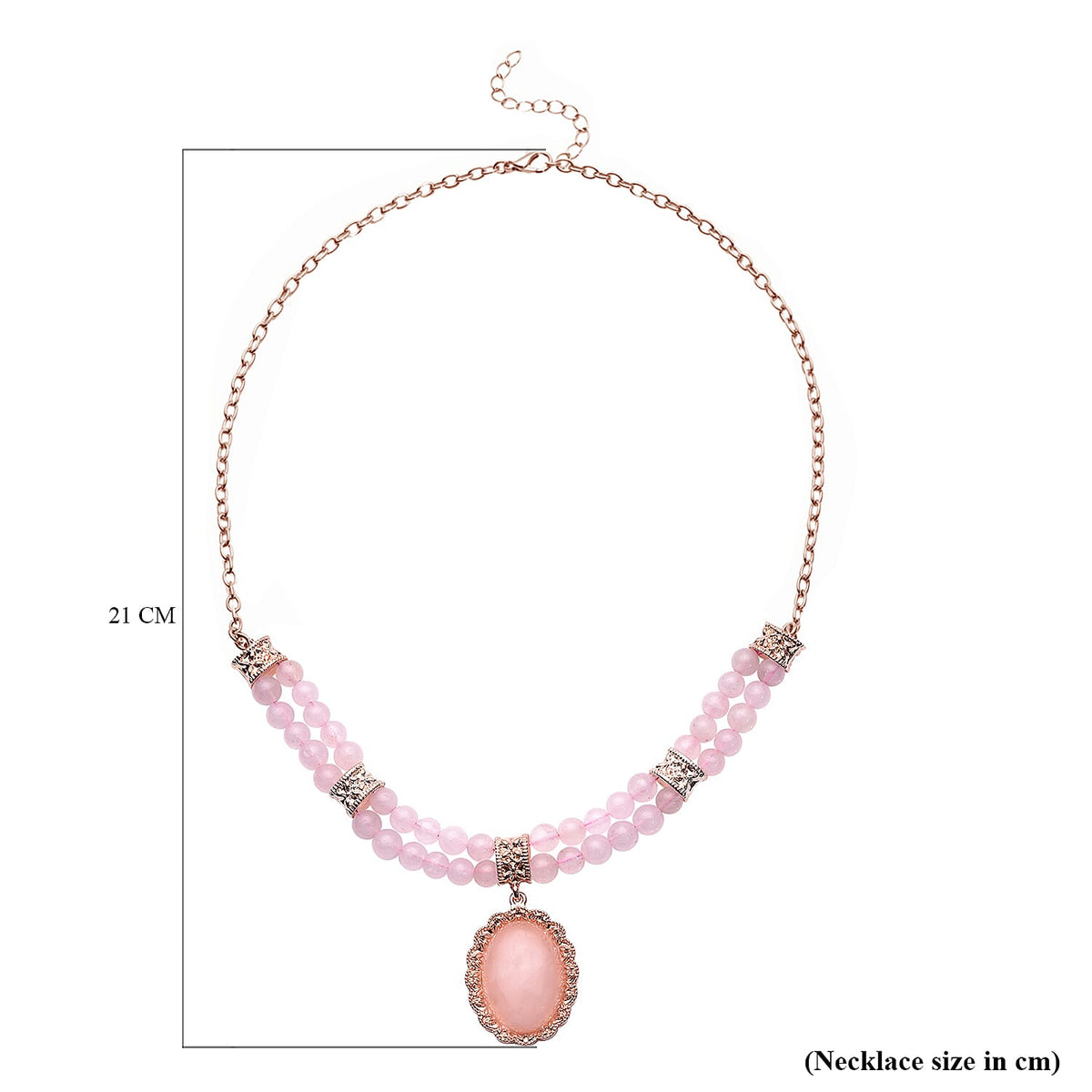 Rose Quartz Necklace (Size -18 With 2 Inch Extender) in Rose Gold Tone 140.50 Ct. 6921701 4