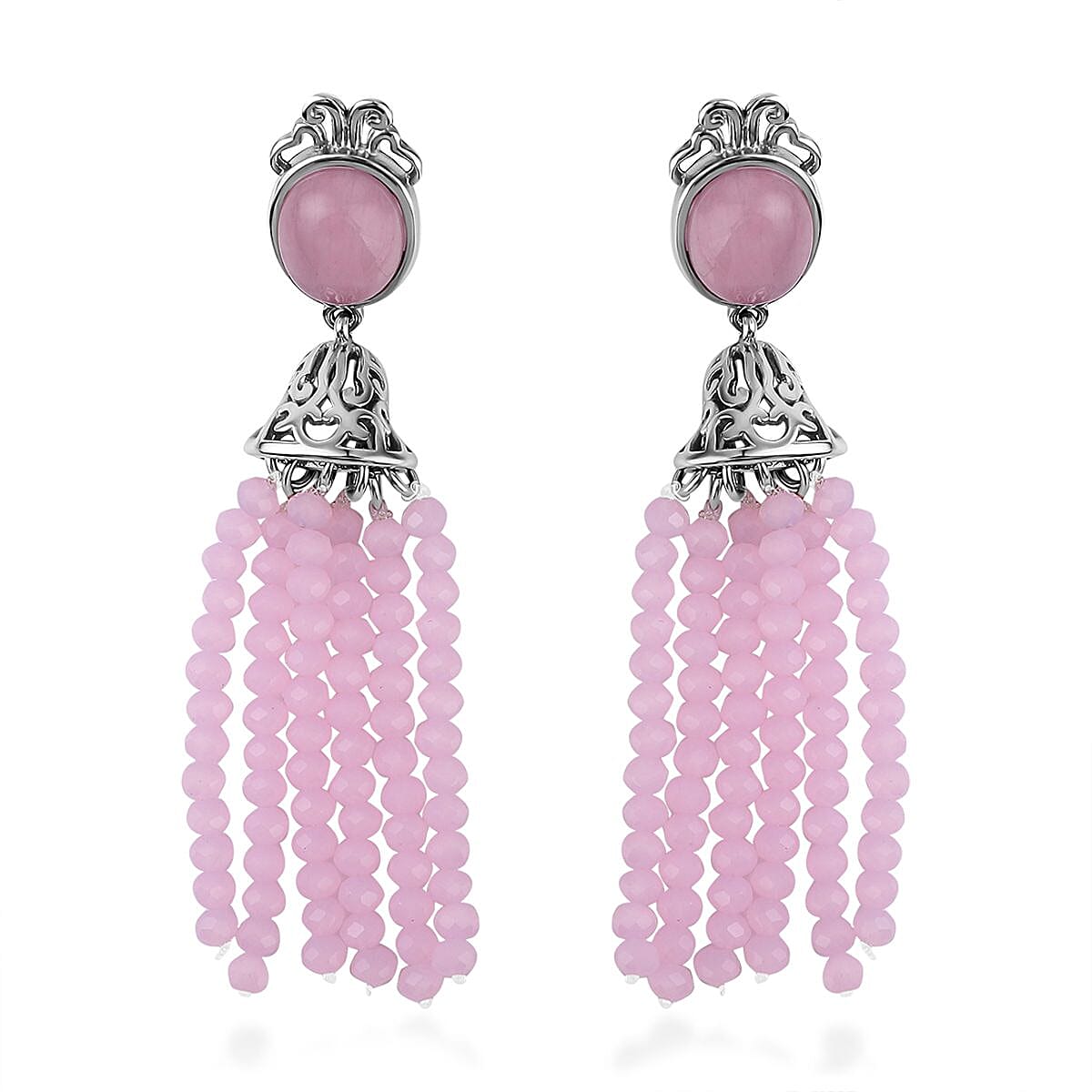 Rose Quartz and Simulated Rose Quartz Beads Earrings in Stainless Steel 26.00 Ct. 3874299 0