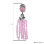 Rose Quartz and Simulated Rose Quartz Beads Earrings in Stainless Steel 26.00 Ct.